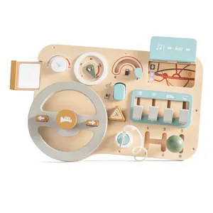 Wooden Montessori Steering Wheel Sensory Activity Board for babys, Fine Motor Skills, Travel Busy Board Educational Toys for Boys and Girls Mothers Day Gift Summervibes