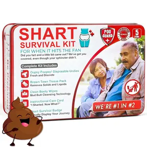 Funny Shart Survival Kit, Ultimate Poop Prank Gag Gift Set, Practical Jokes, Includes Wet Wipes, Disposable Underwear, Tissues, Hilarious Badge, Novelty Fart Potty Pack