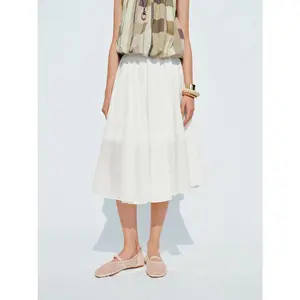 URBAN REVIVO 2026 Women's Stretchy Minimalist Fitted Shell Fabric A-Line Maxi Skirt - Flowy Casual Skirt, Women's Clothes