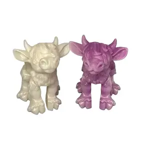 PLA Baby Highland Cows 3D Printed Figurines - Rustic Style for Desk Decor, Available in Two Colors, Perfect for Home Decor - Ornaments
