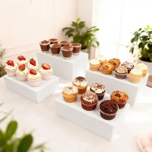 Acrylic Display Box Set, 5-Sided Acrylic Stand, Hollow Bottom Design, Ideal for Weddings, Cupcakes, Candy, Parties, Brunch, Buffet