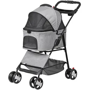 SuperDeal Pets Detachable 3-in-1 Multifunction Jogger Stroller for Dogs and Cats - Gray