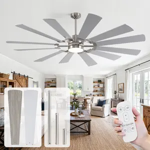 72 Inch Outdoor Ceiling Fan with Light Remote Control, Modern Farmhouse Dual Finish 12 Blade Ceiling Fan High Airflow Quiet DC Motor for Patio Porch Living Room Bedroom Indoor Outdoor Use