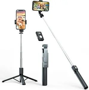 Selfie Stick Tripod with Remote 44 inch Bluetooth Selfie Stick Wireless Extendable Upgrade Portable Lightweight Tripod for iPhone