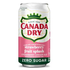 Canada Dry Fruit Splash Strawberry Ginger Ale Zero Sugar Soda, 12 fl oz cans, 12 pack