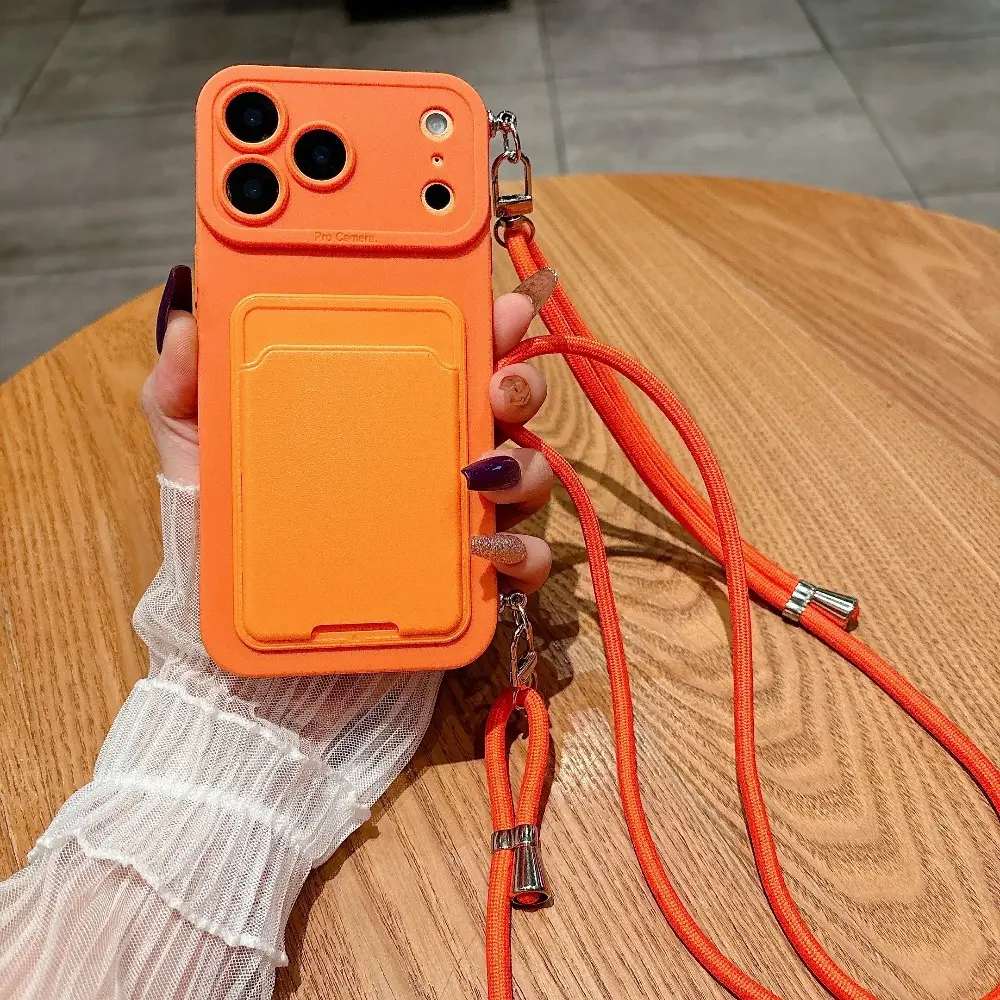 Crossbody Lanyard Phone Case For iPhone 17 16 15 14 13 12 11 Pro Max with Card Holder Adjustable Phone Strap Phone Leash Phone Sling Accessories For Iphone Cell Phone Lanyard