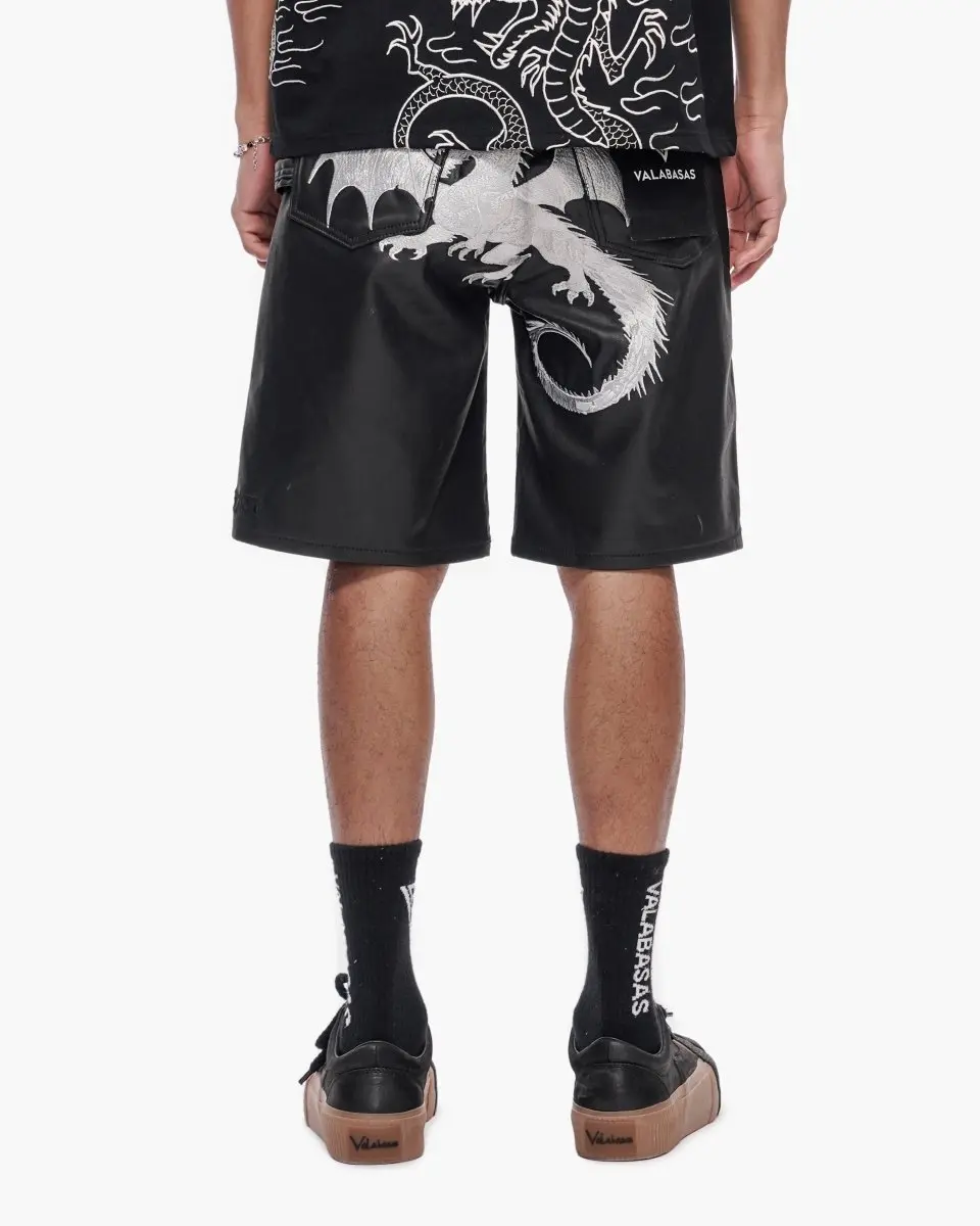 Men's Black Waxed Denim Jorts, Classic Streetwear Shorts with a Sleek Coated Look for Elevated Menswear Outfits, Jorts Outfits, Denim Wax, Designer Jorts Look