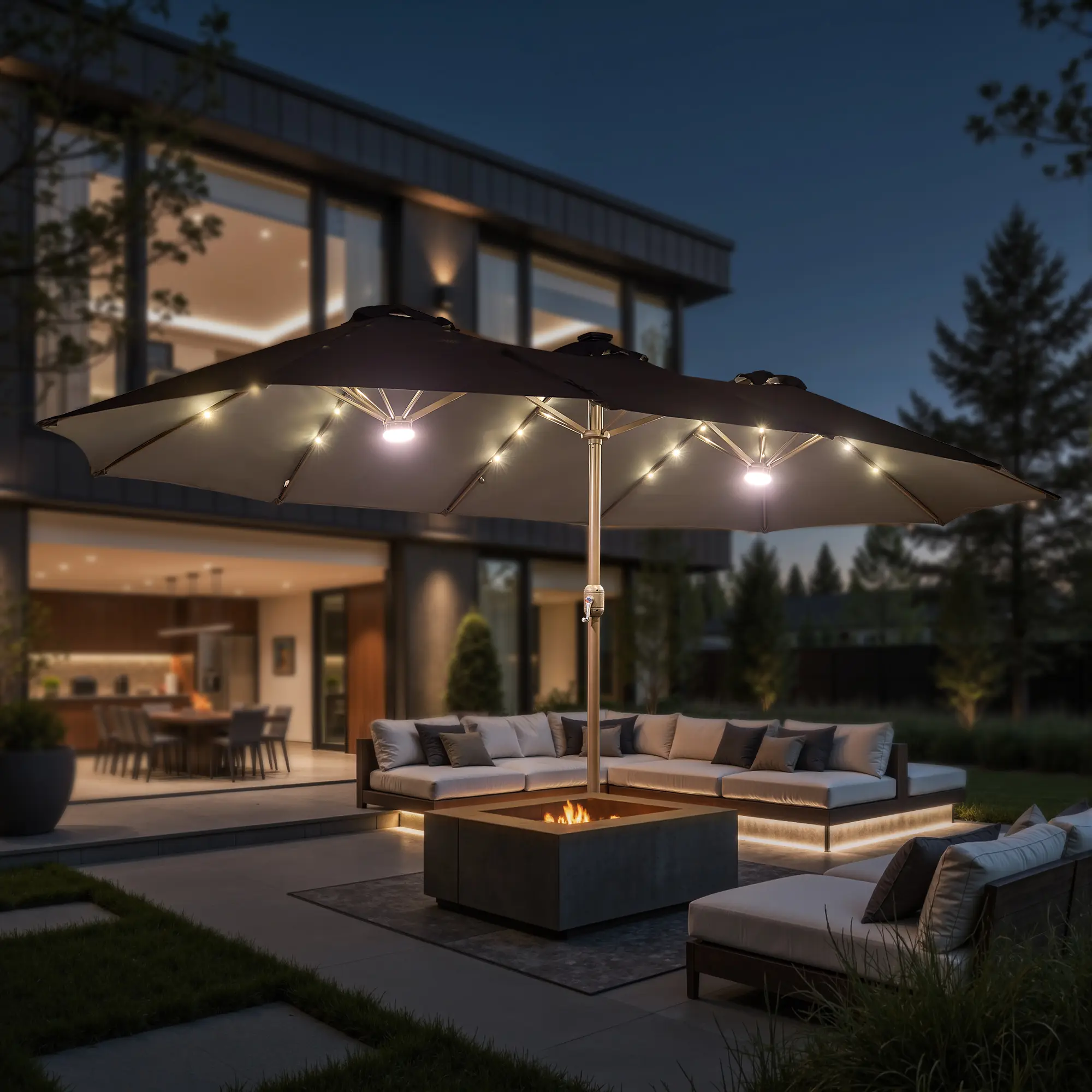 Dark Grey With Solar Warm Lights