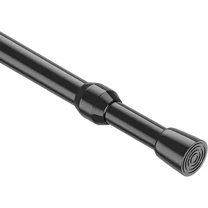 1Pack Spring Tension Curtain Rod 26-39 inch Black Adjustable Spring Rod Extendable Tension Rod For Kitchen, Bathroom, Window, Bookshelf,Closet.