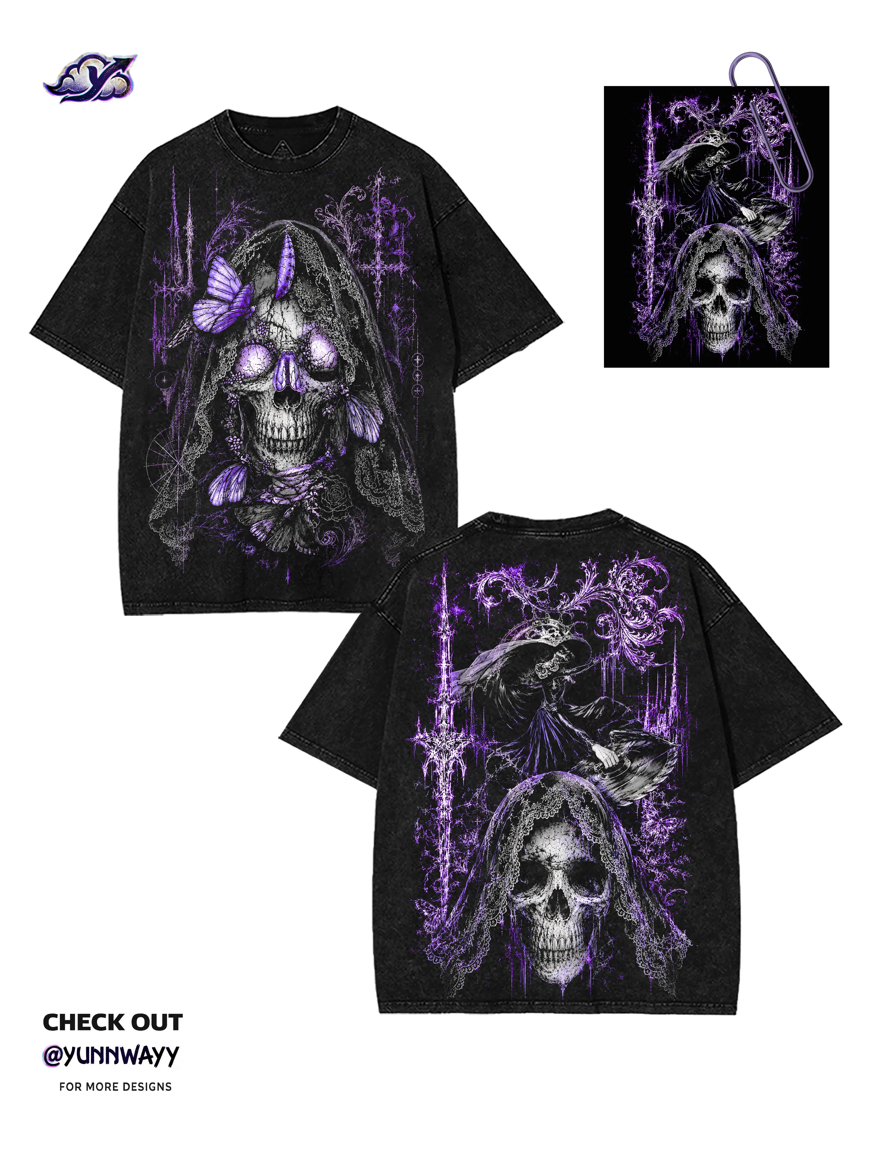 Sakamoto Days Osaragi Purple Gothic Washed Tee Anime Manga Streetwear Graphic Shirt, Anime Fan Apparel, Fabric, 230gsm Cotton