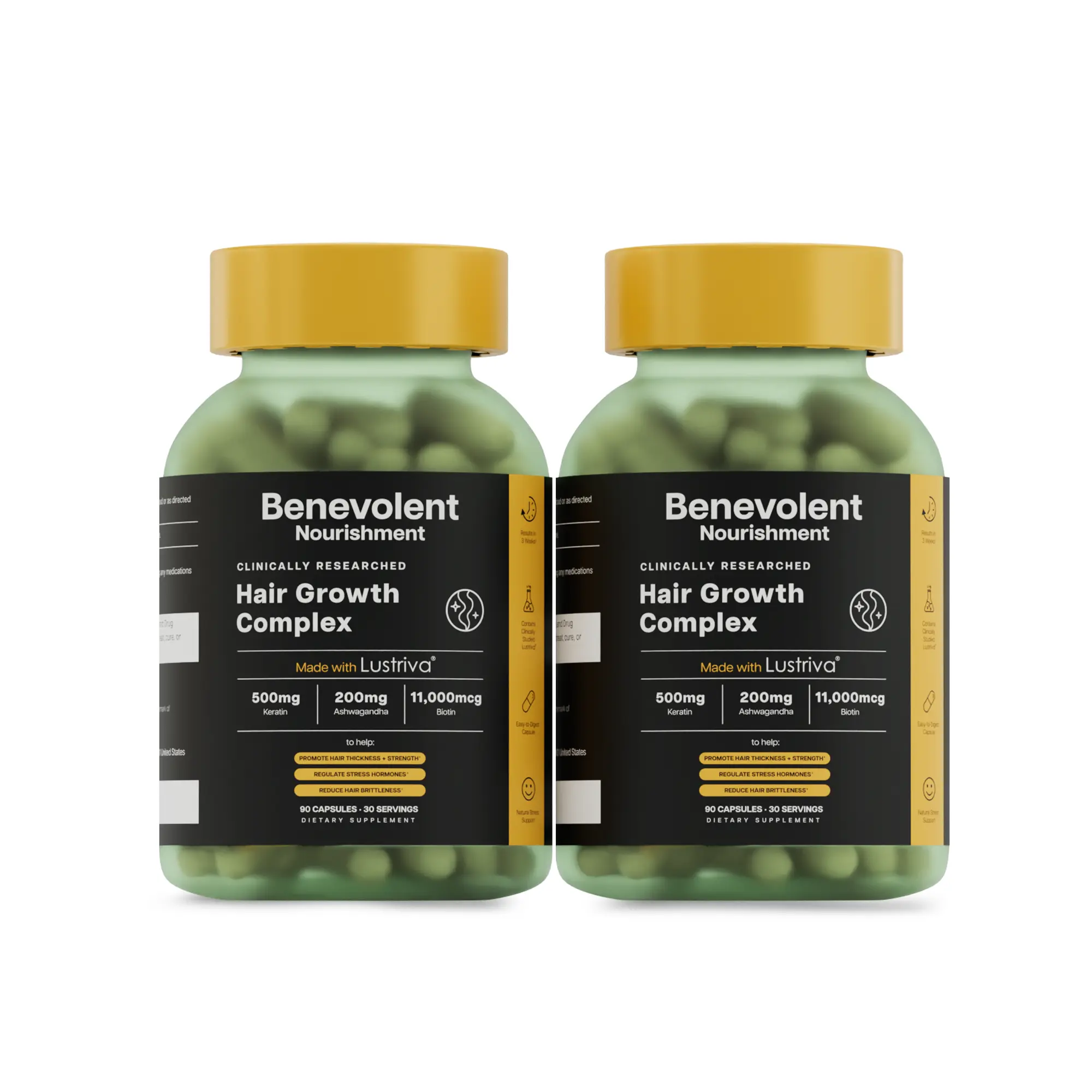 Hair Vitamins with Clinically Studied Lustriva - 2 Pack
