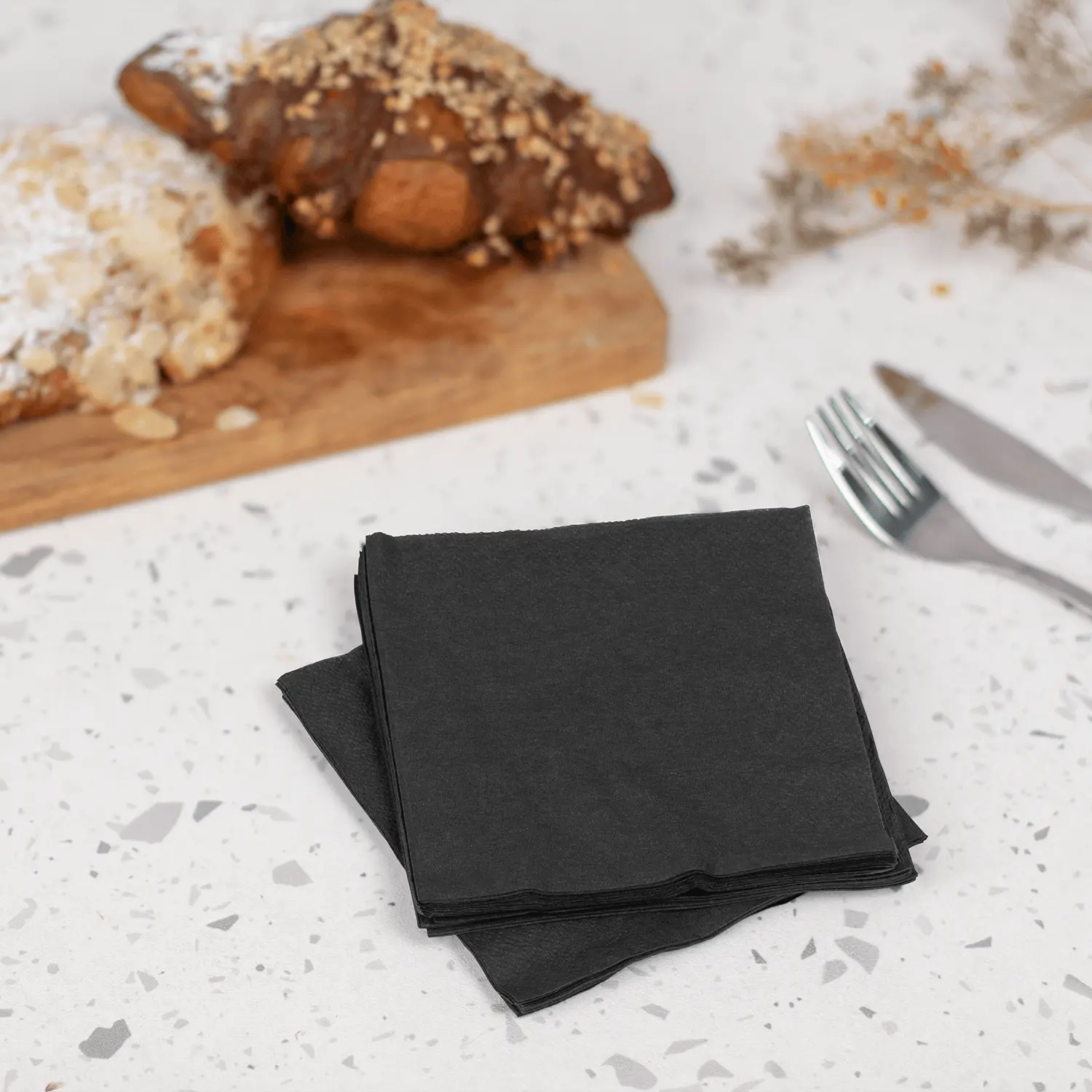 [4,000 ct] 9.5" x9.5" Beverage Napkins, Black