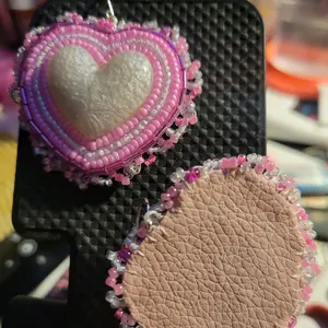 glass white heart earrings
