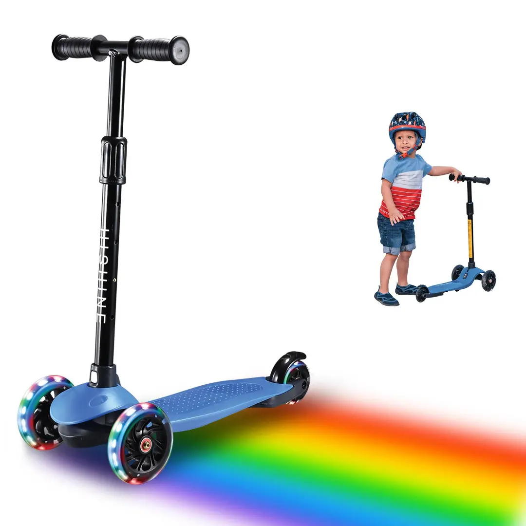 3-Wheeled Kick Scooter Gifts for Toddlers Ages 2-7 with Light Up Wheels & Adjustable Height - Extra Wide Deck, Easy to Learn for Boys & Girls