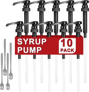 10 Packs Coffee Syrup Pump Dispenser,Fits 25.4 Oz/750ml Coffee Flavoring Syrup Bottles,No Dripping, Fits  & Coffee Bar Drinking Mixes,Free 4 Golden Spoons
