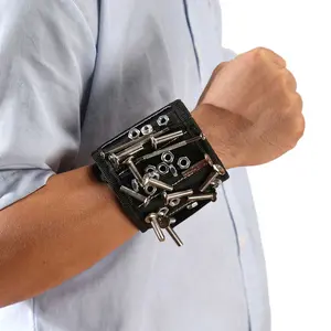 Magnetic Wristband Tool Holder with Pocket Belt - Durable 1680D Polyester, Adjustable Design, Ideal for Crafts, DIY Projects, and More Tool Pouch Tool Bag Organizer