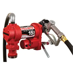 212 MAIN Heavy-Duty Cast Iron Fuel Transfer Pump, 12V DC, 15 GPM Flow, Tank-Mounts, Built-In Strainer, Included Hose & Manual Nozzle, Automotive Car Body Repair Tool