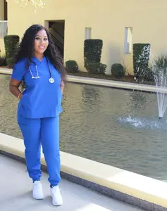 Women’s Royal Blue Scrub Set – Stretch Fit Medical Uniform with Pockets | Nursing Workwear