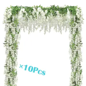 4pcs/6pcs/10pcs Wisteria Artificial Flower Garlands, Hanging Flowers, Indoor Outdoor Decorative, Home Garden Outdoor Wedding Arch Decorations