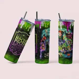 Hocus Pocus Trending Halloween Tumbler, Spooky Witch Tumbler Cup, Sanderson Sisters Travel Cup, Halloween 20oz Skinny Tumbler with Straw, Portable and Reusable Drinkware, Washable Water Bottles, Multicolor Bottle, Bottled Mug, Tumbler Gift For Her, Flasks