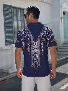 Men's Short-Sleeve Polo Shirt, Flat Digital Print, Ethical Design, Fitted Cut, Ideal for Spring & Fall, Perfect for Casual Outings