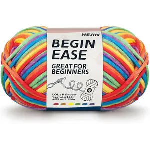 120g Rainbow Color Yarn for Crocheting and Knitting; Rainbow Yarn for Beginners with Easy-to-See Stitches;Worsted-Weight Medium #4;Yarn for Beginners Crochet Kit Making
