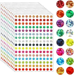 1/4" Laser Color Coding Labels 20 Sheets Shinny round Dot Stickers Circle Dot Labels 16 Colors Colorful Coding Label Sticker for Office and Student Sliverdew