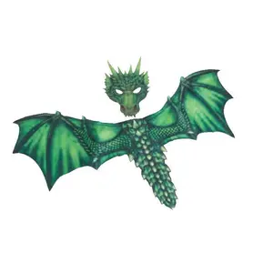 Green Dragon Mask & Wings Set - Sublimated - Costume Accessory - One Size