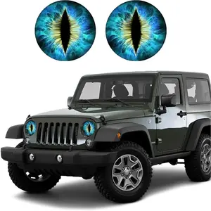 Beast 2PCS Eyes Headlamp Decals for Jeep Headlights, 3D Round Funny Decals for Truck Car Body, Window, Bumper Decoration (Blue)