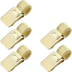 Pen Clipboard Holder Meal Pencil Holder Clips Adjusable Pen Clip Organizer for Noebook Golden 5 count