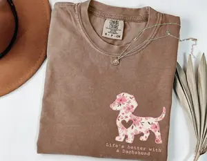 Comfort Colors Dachshund Shirt, Floral Doxie Mom Shirt, Cute Doxie T-Shirt, Doxie Mama Shirt, Dog Mama Gift For Dog Owner