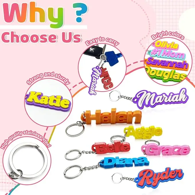 Personalized name keychain, backpack name tag, 3D-printed tag for kids, back-to-school gifts