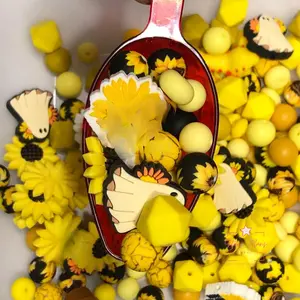 Bead Soup Sunflower Delight 3mm+ Large Hole Bead Mix for Pens Keychains Acrylic Silicone Variety Pack