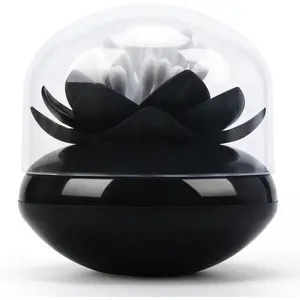 Bloss Lotus Cotton Swab Holder Cotton Swabs Bud Small QTips Box Toothpicks Container Flower Bathroom Decor - Black