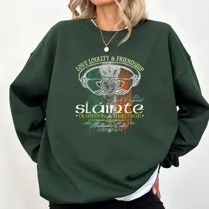 Celtic Claddagh Slainte Grunge Irish Flag St. Patrick's Day Sweatshirt