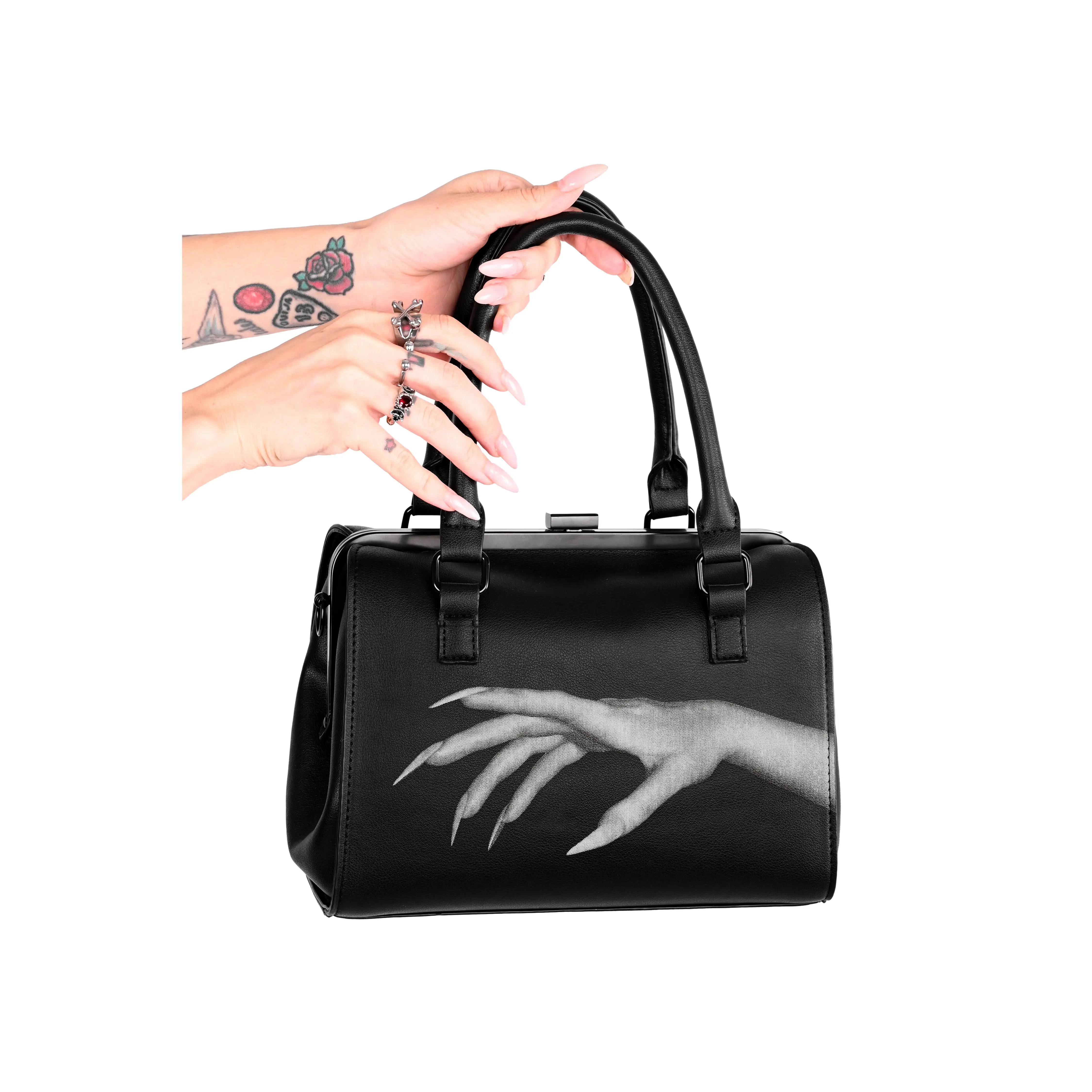 Foxblood Shop Women's Shadow Hunter Handbag, Cross Body Bags with Artwork Print, Vegan PU Material, Zipper Pocket