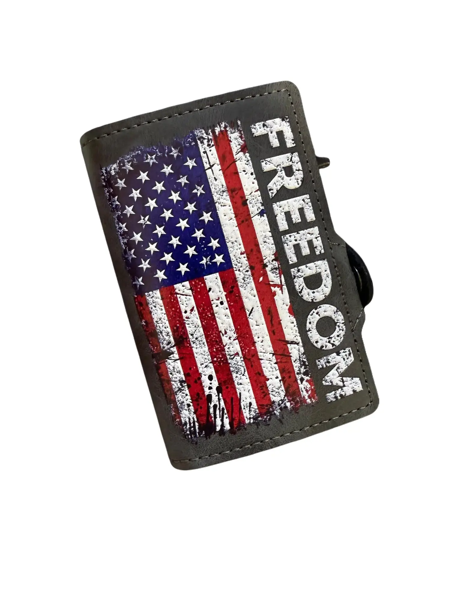 Freedom American Flag RFID Blocking Wallet | Slim Minimalist Front Pocket Wallet for Men | Patriotic Tactical EDC Wallet Memorial Day