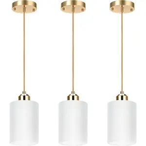 3 Pack Pendant Lights Kitchen ,  Pendant Light Over , Modern Glass  Lights for Kitchen,Adjustable Length,  for Dining Room and  Decor