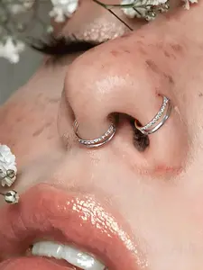 Double-Hoop Nose Rings, Hinged Nose Hoops, 316L Stainless Steel Septum Rings, 16g Clicker Daith Hinged Helix Piercing Jewelry, Cartilage Earring Gifts, 8mm