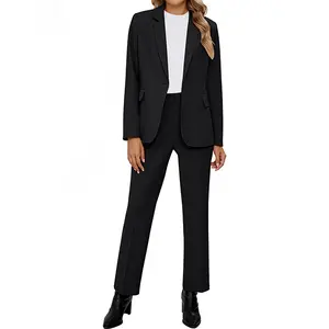 luvamia Two Piece Sets Pants Suits Women's Dressy Business Casual Outfits Professional Long Sleeve Blazer Pantsuits Set Work Office Comfort Elegant Black Trouser Basic Womenswear 2 piece sets