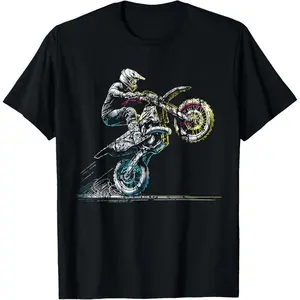 Cotton Graphic Tees Streetwear Gifts  Dirt Bike Rider Retro Motorcycle Motocross T-Shirt
