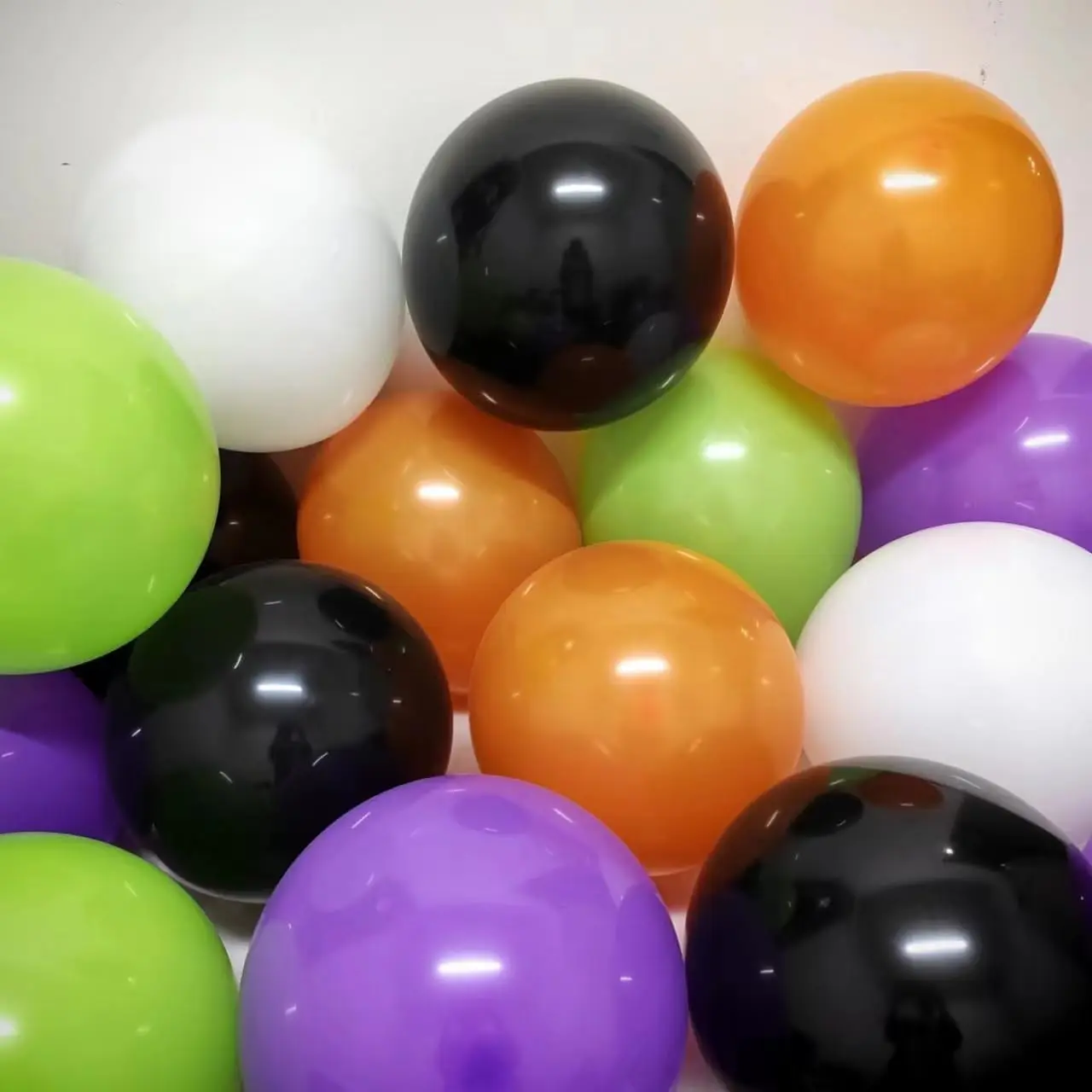 Balloons w/Ribbon 100 Pack 12 Inch Black Orange White Purple Green Balloons for Happy Mothers Day Party Decorations and Valentines Day Christmas