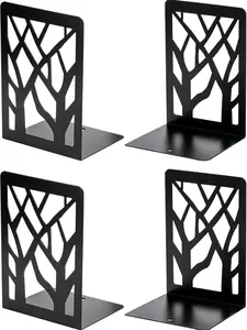 Book Ends Tree Design Modern Bookends for Shelves, Non-Skid Book Holder, Heavy Duty Metal Book Storage for Books/CDs, Decorative Book Stopper for Home, 7 x 4.7 x 3.5”