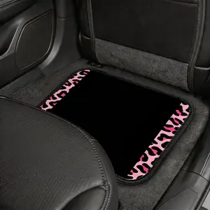 Black Car Floor Mats with Pink Leopard Print Trim, 4-Piece Universal Set for Cars, Trucks & SUVs, Non-Slip Base, Durable Stain-Resistant Fabric, Bold Animal Print Accent, Daily Use Auto Interior Accessories for Men and Women