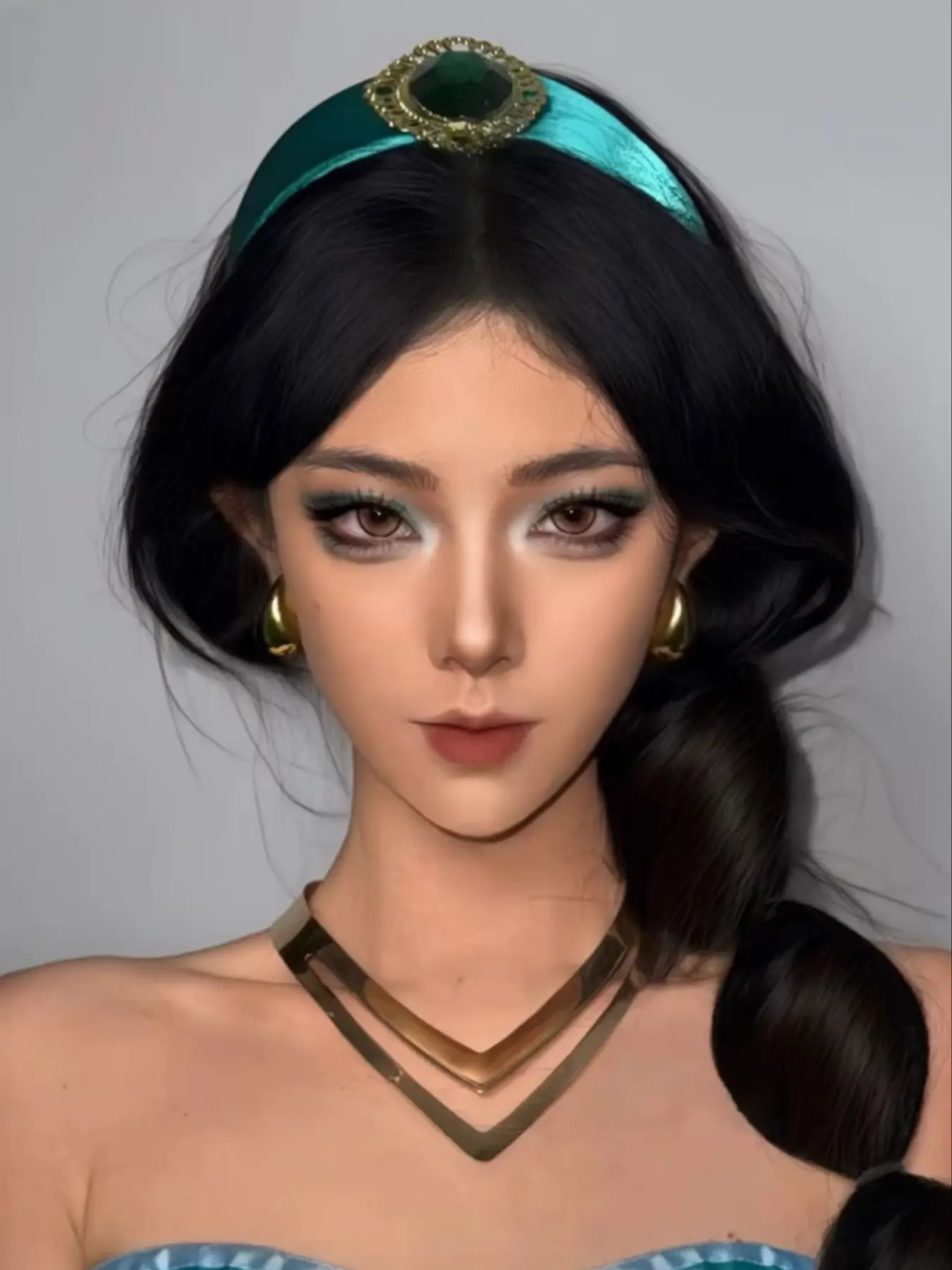 Jasmine Princess Cosplay Accessory, Peacock Zircon Hairband, Versatile Elegant Headpiece, Role Play Costume Jewelry