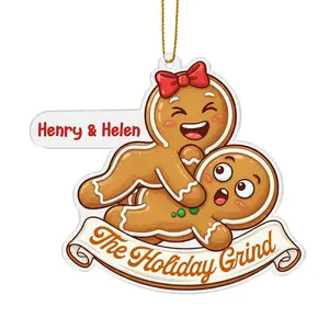 Personalized Funny Naughty Gingerbread Couple Christmas 2025 Acrylic Ornament, Custom Name Adult Humor 2D Flat Gag Keepsake Gift Hanging Tree Decoration