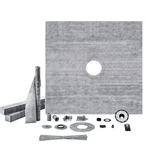 VEVOR Shower Curb Kit, 72"x72" Shower Pan Kit with 2" PVC Central Flange, 4" Stainless Steel Grate, Waterproof Shower Curb & Membrane & Strip, Shower Pan Slope Sticks Fit for Bathroom