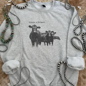 Thank a Farmer Western Crewneck & T-shirt, Beef Farmer Crewnecks, Western cowboy Graphic Hoodie, Western Boutique, cowboy stuff, western sweatshirt, flash sale clothing for women