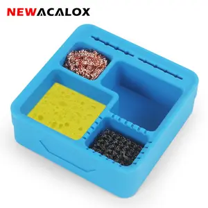 Five-In-One Soldering Iron Head Cleaning Storage Box Tool Kit, Includes Welding Cleaning Wire Brush, Soldering Iron Head Cleaner, Suction Ball