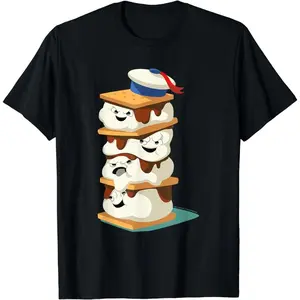 Creative Printed Cotton Short Sleeve Ghostbusters Stay Puft Marshmallow Men S'Mores Stack Casual T-Shirt For Men Women Men Tee